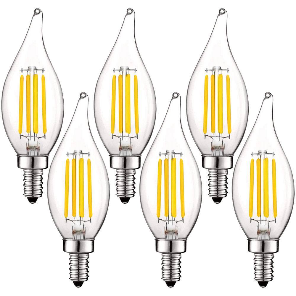 LUXRITE 60-Watt Equivalent CA11 Dimmable Edison LED Light Bulb 4000K Cool White Vintage Candelabra 5-Watt E12 Base (6-Pack) LR21597-6PK