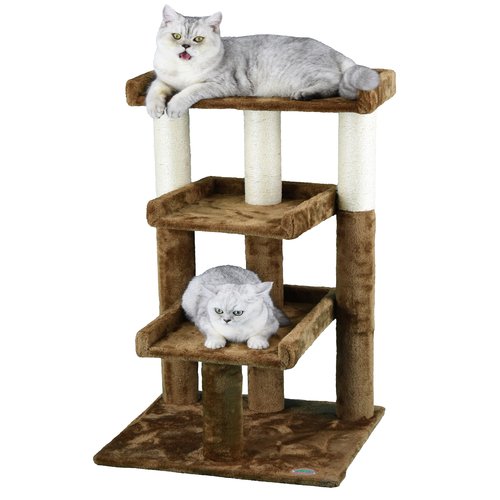 Go Pet Club 35-in Cat Tree and Condo Scratching Post Tower， Beige