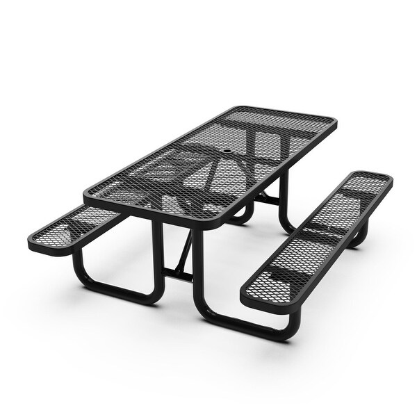 Commercial Grade Expanded Mesh Metal Outdoor Picnic Table with Anchors