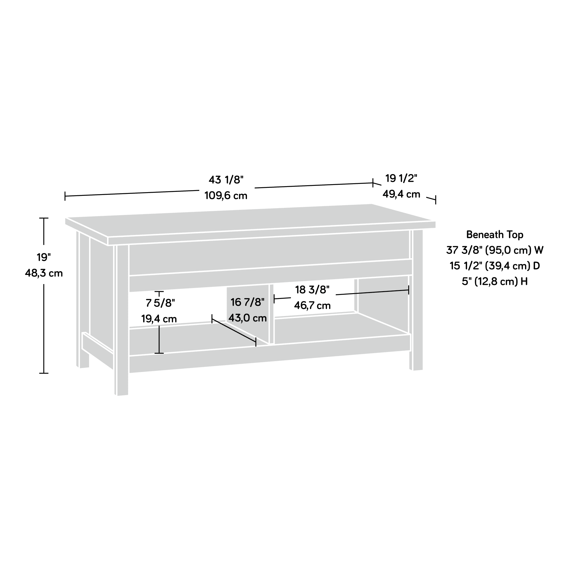 Sauder Cannery Bridge Lift-Top Coffee Table, Mystic Oak Finish