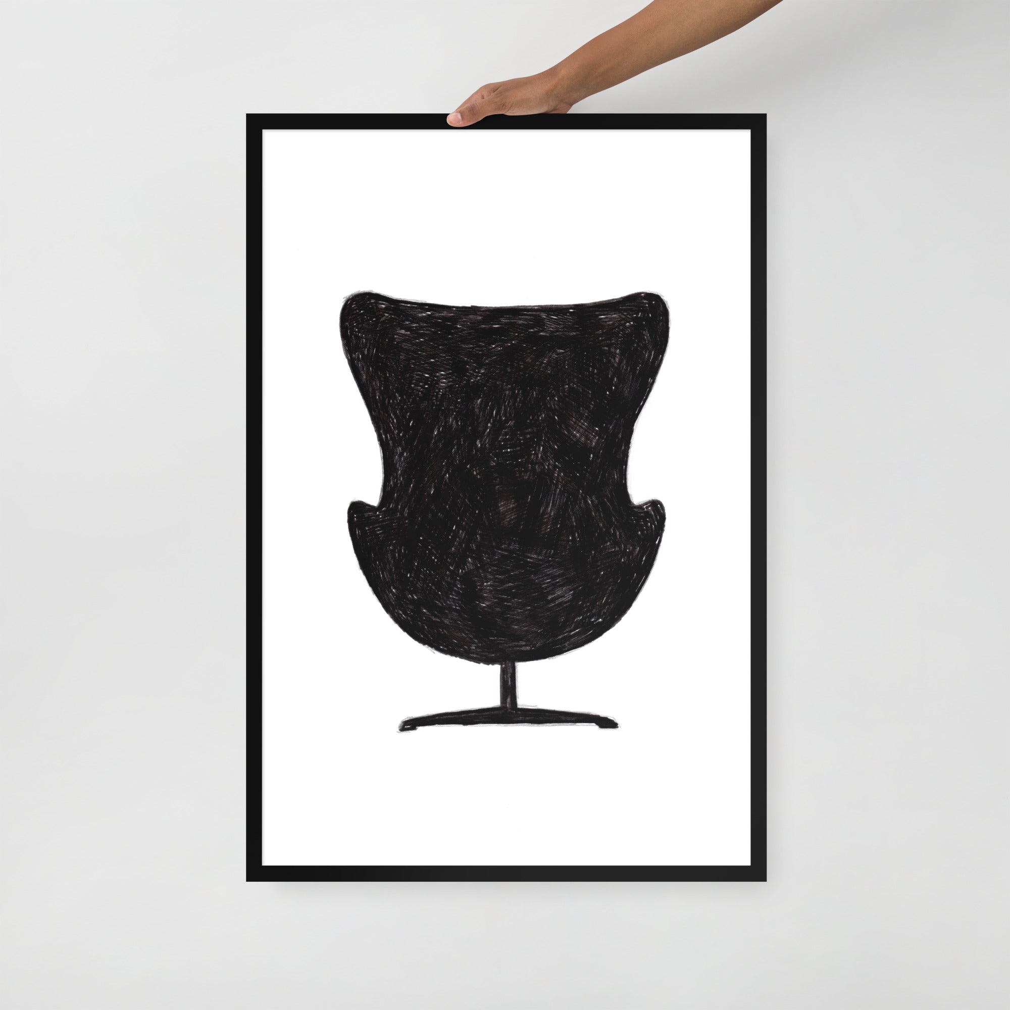 Ink Drawing Framed Print, Upholstered Chair