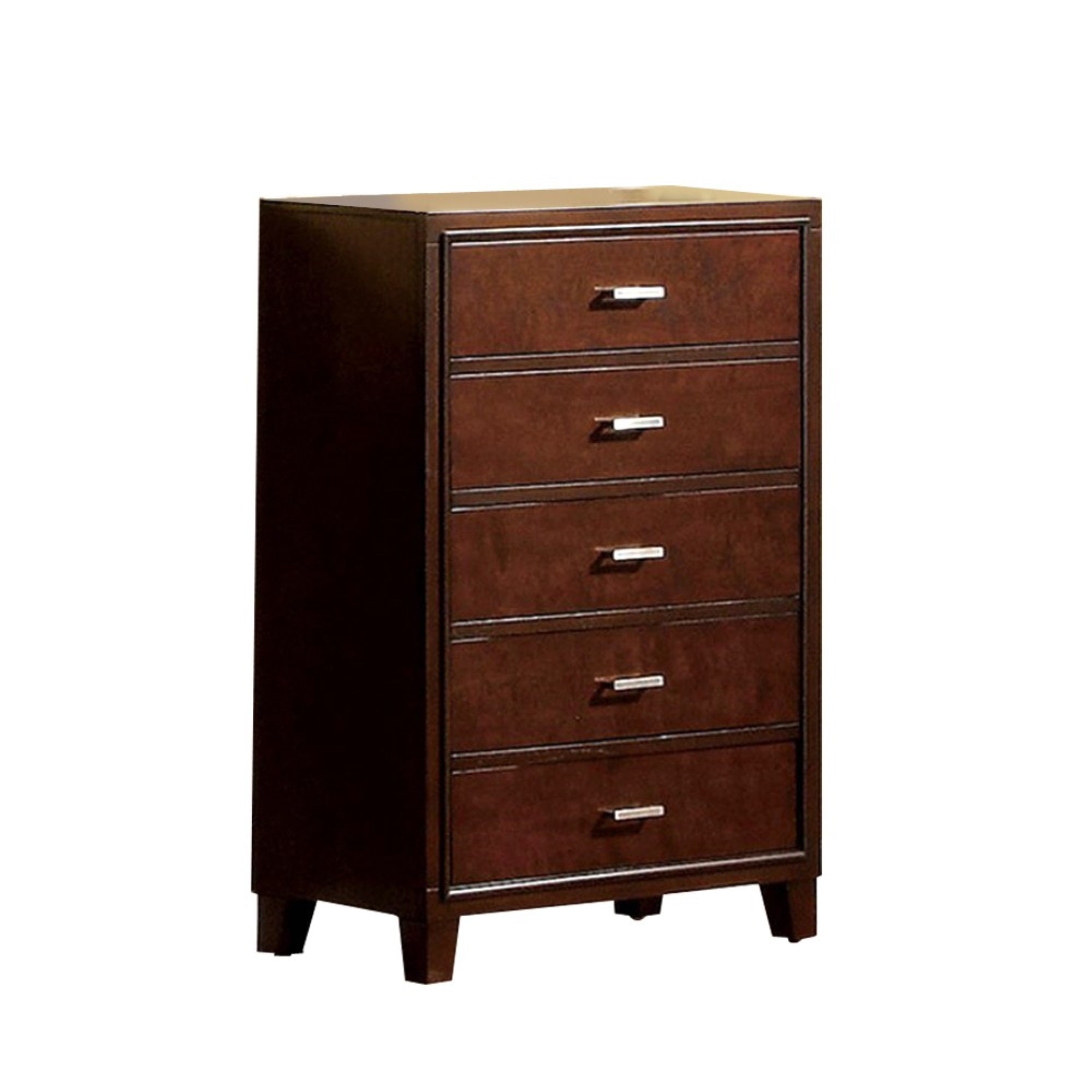 Wooden Utility Chest With Tapered Legs, Brown Cherry