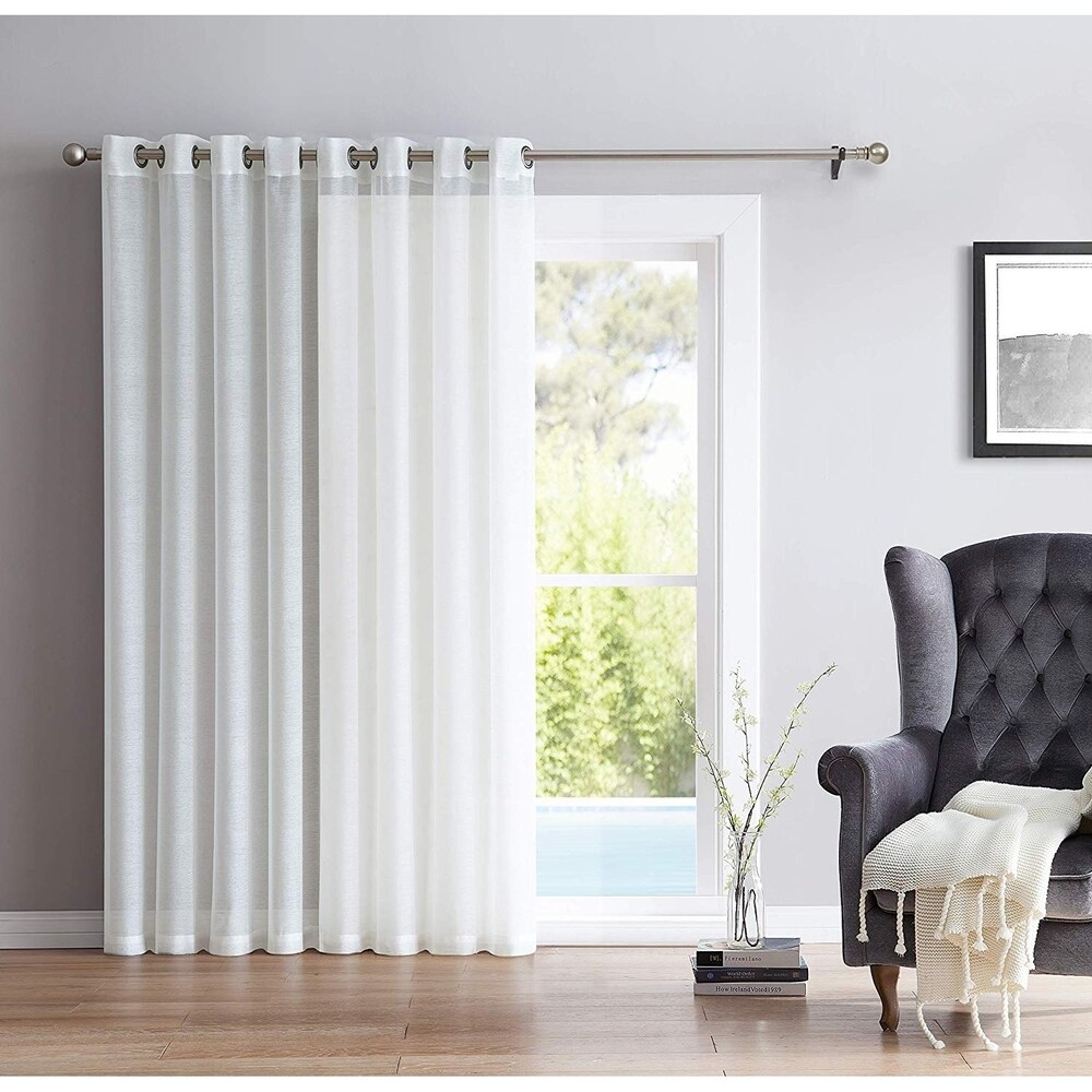 Home   Linens One Panel Extra Wide Sheer Voile Patio Door Grommet Curtain Panel for Sliding Doors   100\