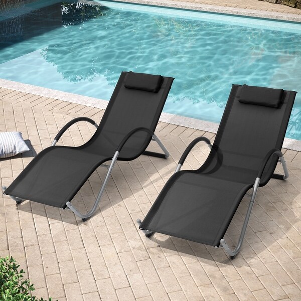 Pellebant Outdoor Patio Chaise Lounge Chairs with Headrest