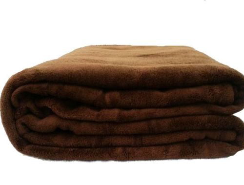 Coral Fleece Throw Blanket Soft Elegant Cover Queen Brown