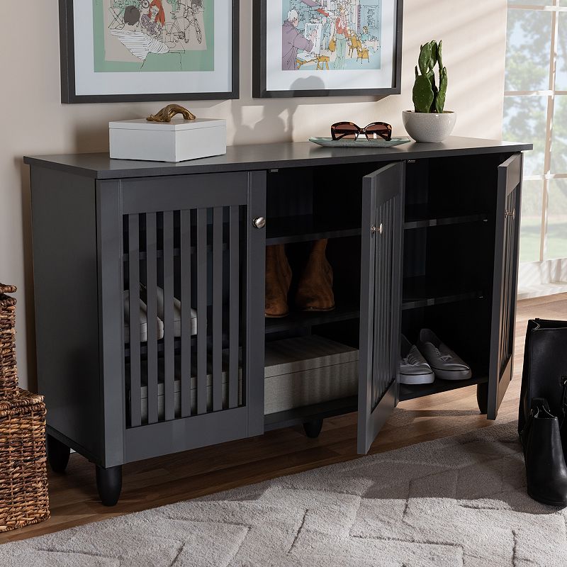 Baxton Studio Fernanda Charcoal Shoe Cabinet