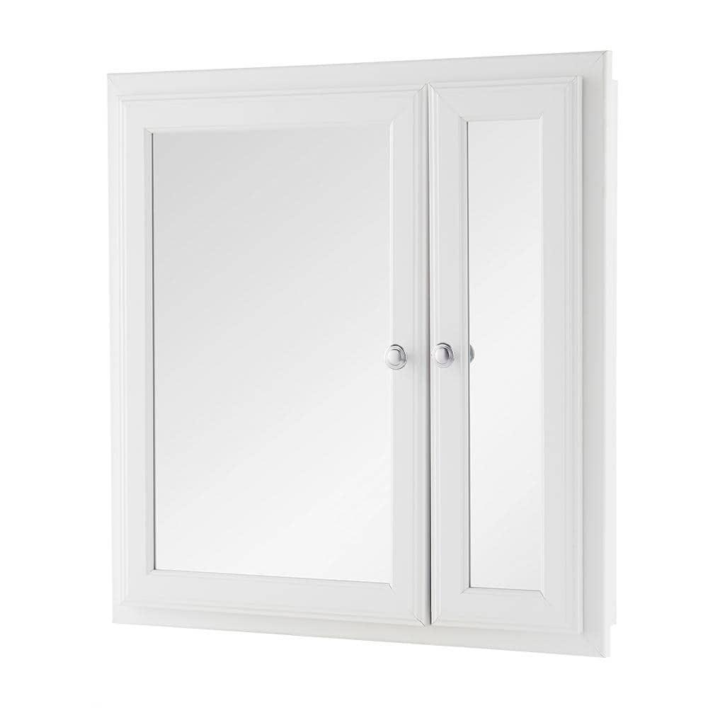 Home Decorators Collection 2412 in W x 2534 in H Fog Free Framed RecessedSurfaceMount BiView Bathroom Medicine Cabinet in White w Mirror