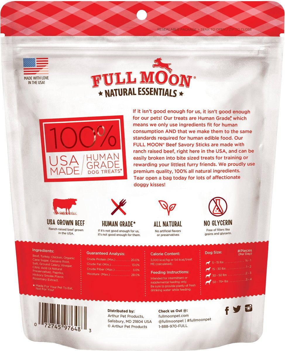 Full Moon All Natural Human Grade Beef Savory Sticks Dog Treats