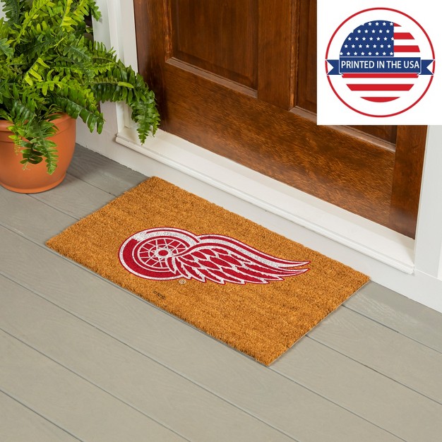 Evergreennhldetroit Red Wings Logo Natural Coir 28 X 16 Inches Indoor Outdoor Doormat