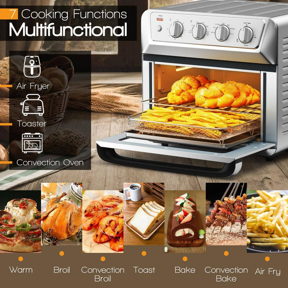 Gymax Electric Silver Air Fryer Oven Convection Oven Toaster w/21.5 QT Capacity GYM09347