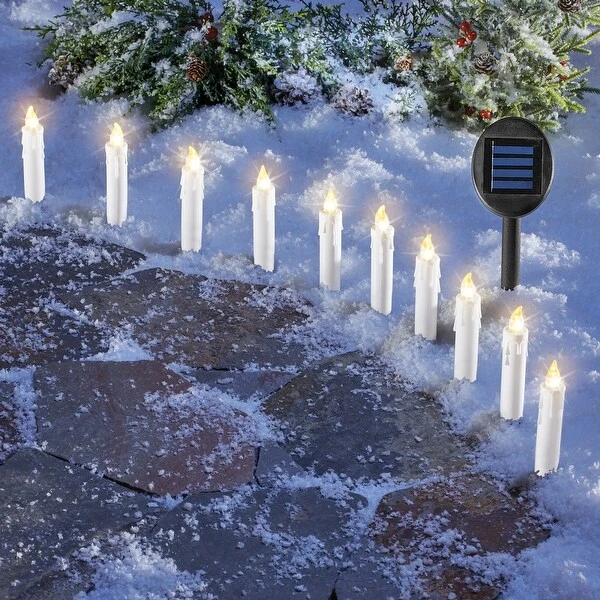 Solar Powered Candle Path Lights - Set of 10 - 9.880 x 4.500 x 4.130