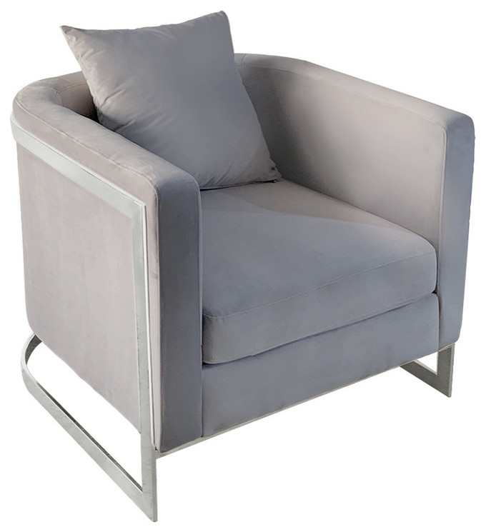 The Bond Light Grey and Silver Accent Chair   Contemporary   Armchairs And Accent Chairs   by Tijoris Home Inc  Houzz