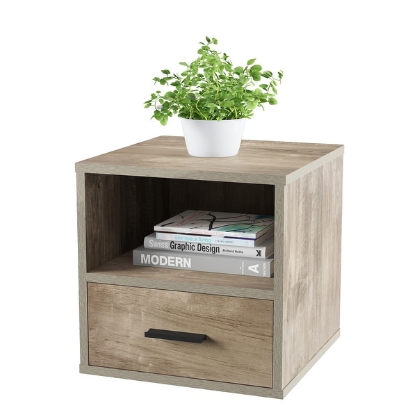 Hastings Home Cube End Table with Drawer - 15.75