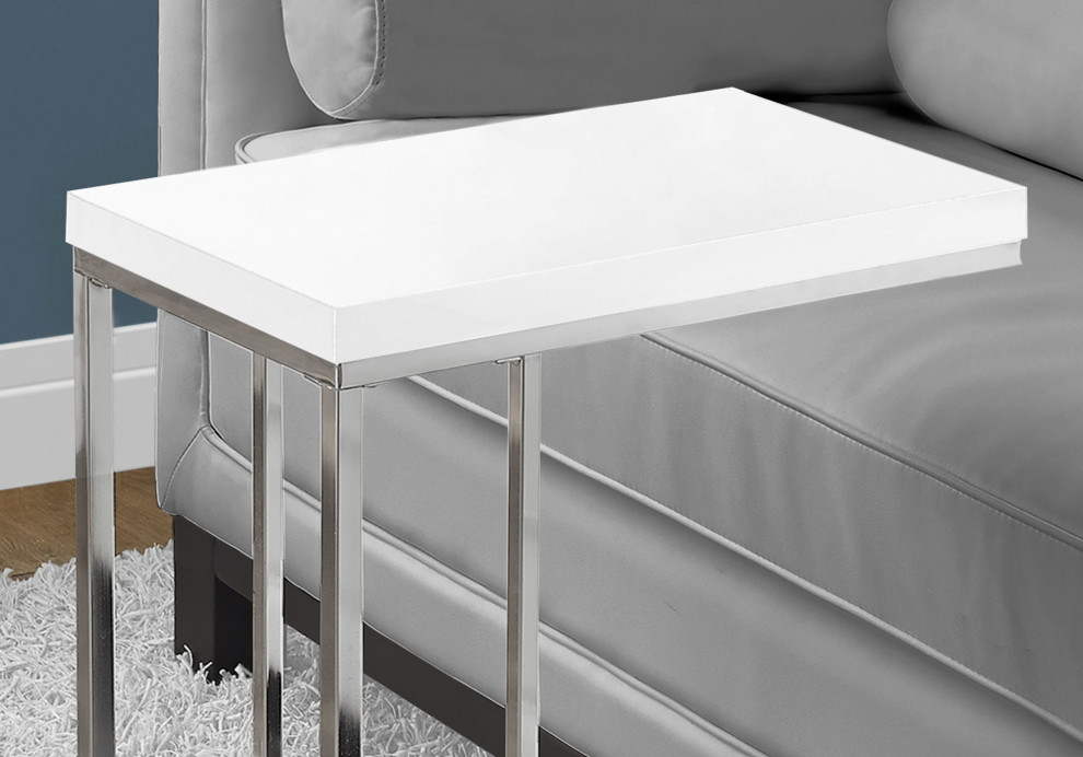 HomeRoots 18.25 quotx 10.25 quotx 25.25 quotWhite Particle Board Metal Accent Table   Contemporary   Side Tables And End Tables   by UStradeENT LLC  Houzz