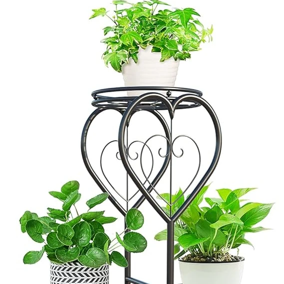 Garden Patio Lawn Balcony Office Black Metal 5 Tier Flower Pot Holder Plant Stand Indoor Outdoor