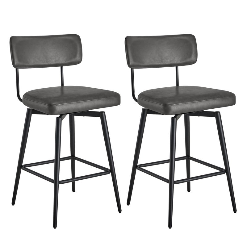 Elise Counter Height Swivel Bar Stool Chairs Set of 2 with Metal Frame