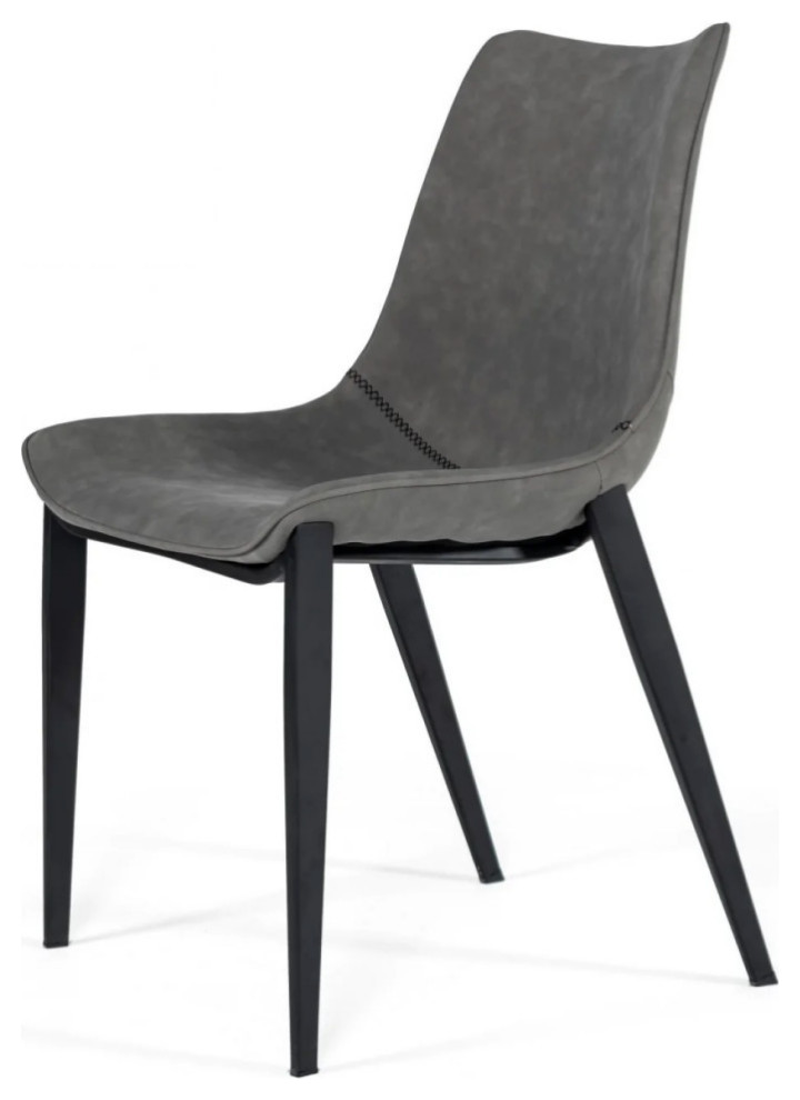 Paulie Modern Gray Eco Leather Dining Chair  Set of 2   Contemporary   Dining Chairs   by Virgil Stanis Design  Houzz