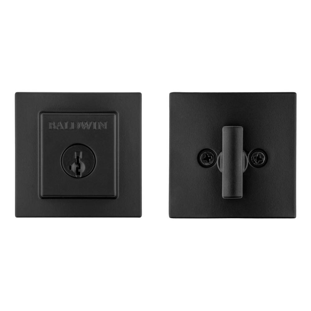 Baldwin Prestige Spyglass Matte Black Square Single Cylinder Deadbolt Featuring SmartKey Security 380SDB514SMTCPR