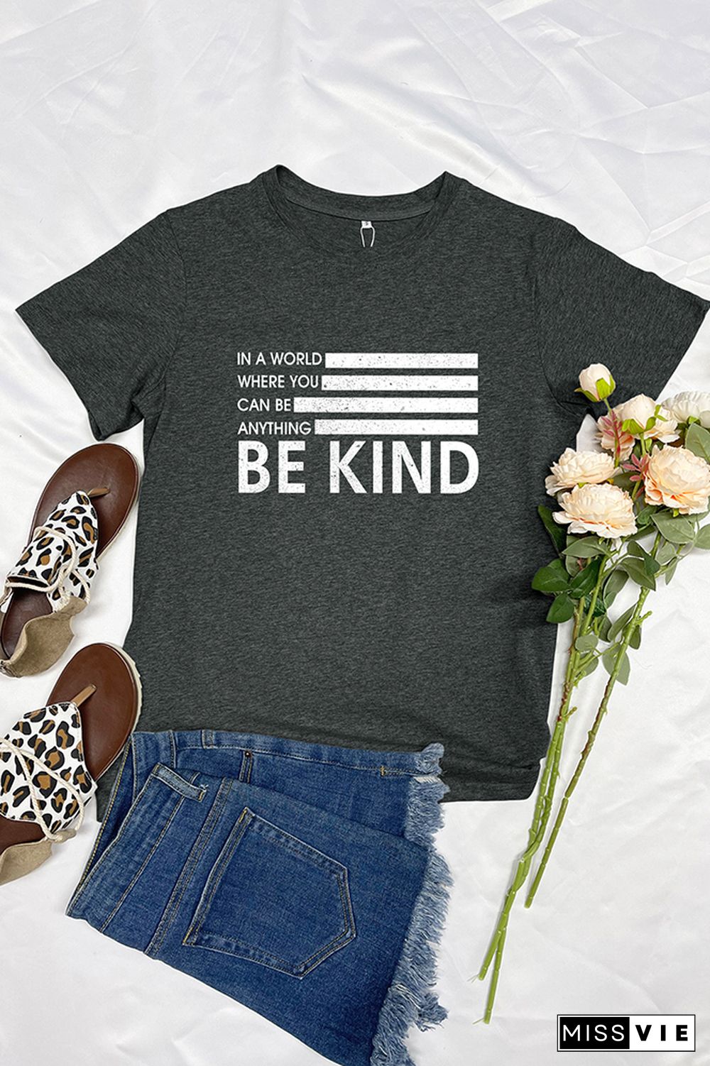 Be Kind Print Short Sleeve Graphic Tee Wholesale