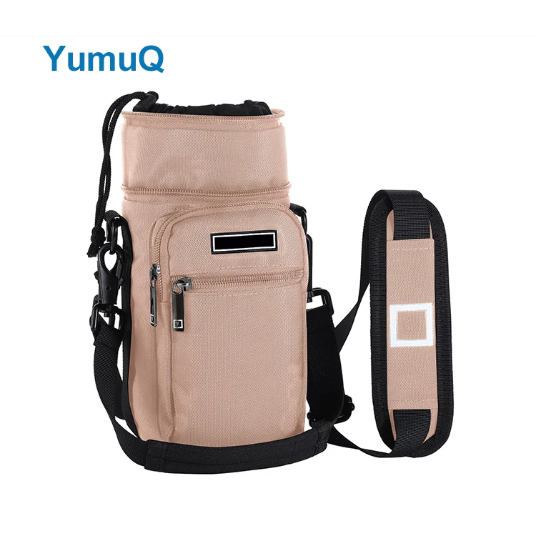 YumuQ 32 / 40 / 64 oz Neoprene Water Bottle Cover Holder With Adjustable Shoulder Strap For Hiking Travelling Camping