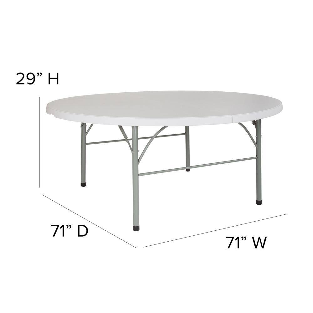 Carnegy Avenue 71 in. Granite White Plastic Tabletop Metal Frame Folding Table CGA-RB-20745-GR-HD