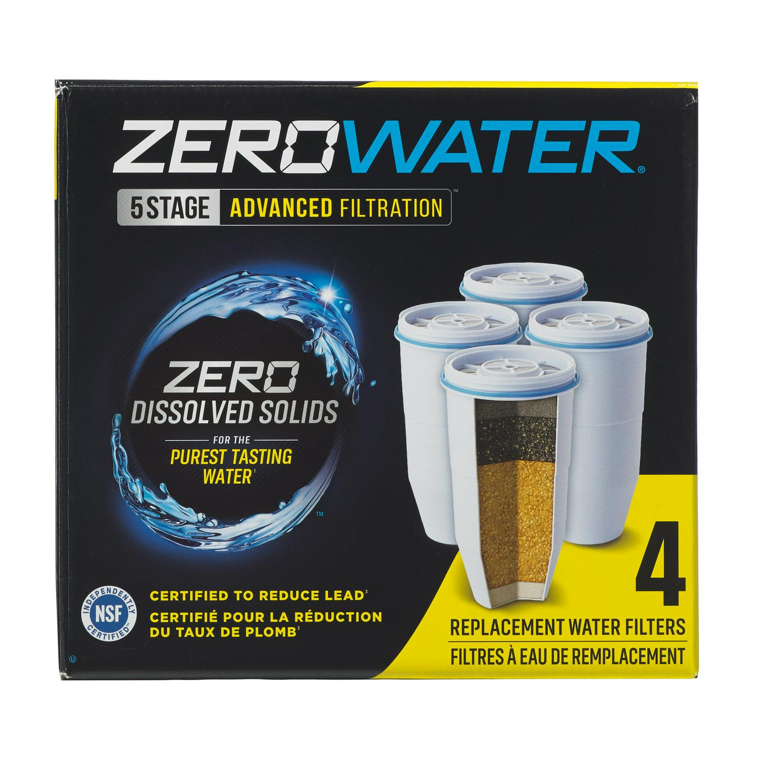 ZeroWaterA 4-Pack Replacement Water Filters for all ZeroWaterA Models ZR-006  White