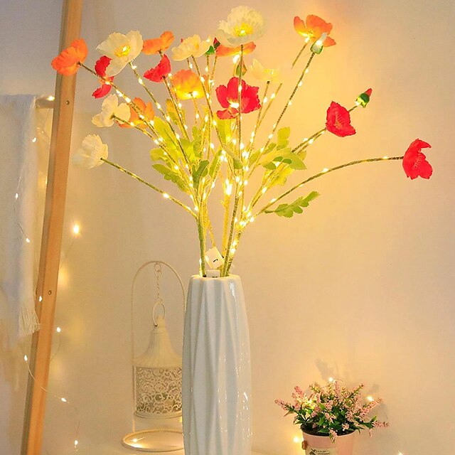 3PCS Flower Design Decoration Light Modern Plastic Fake Flower Design Decorative Light For Home Decoration