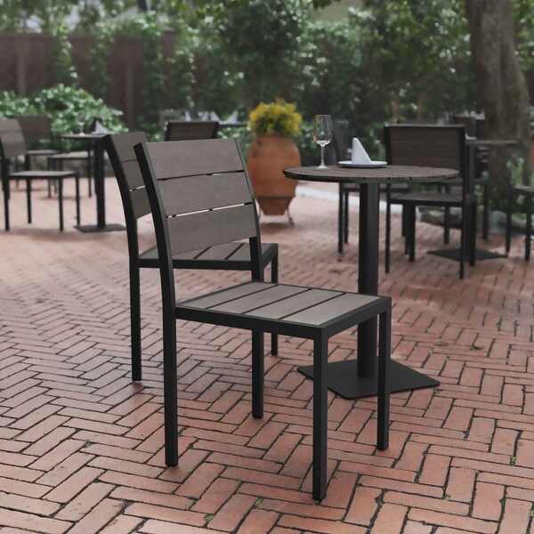 Commercial Grade Outdoor Faux Teak Armless Patio Dining Chair