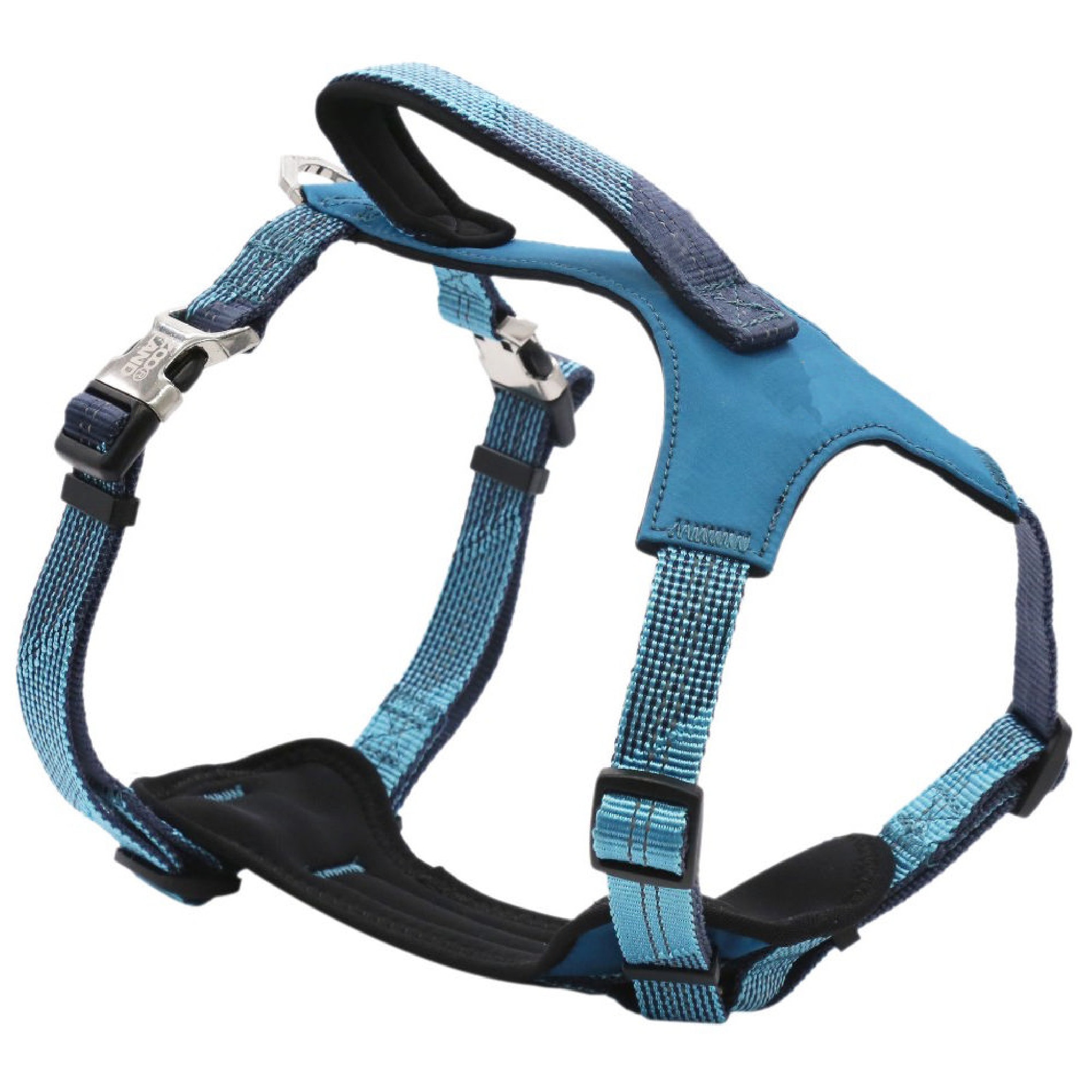 Pet Life Blue 'Geo-prene' 2-in-1 Shock Absorbing Neoprene Padded Reflective Dog Leash and Harness， Small