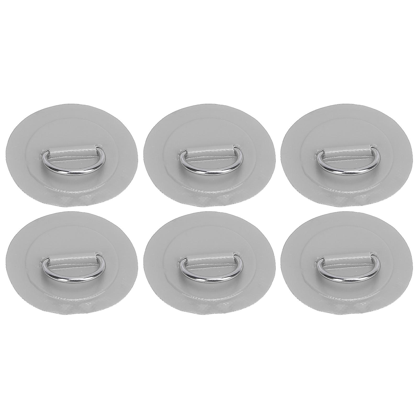 6 Pcs Inflatable Boat Dring Pad Patch Pvc Durable Marine Stainless Steel Fixed Bucklegray