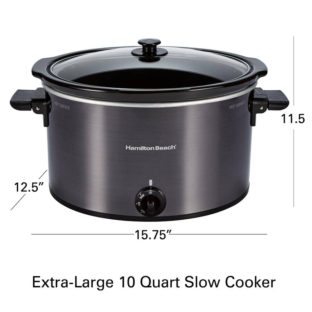 Hamilton Beach 10 Qt. Black Slow Cooker with Folding Handles 33191