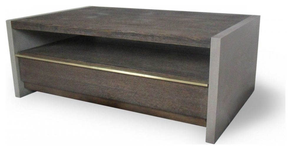 Vasilios Modern Dark Gray Concrete and Walnut Coffee Table   Transitional   Coffee Tables   by Rustic Home Furniture Deco  Houzz