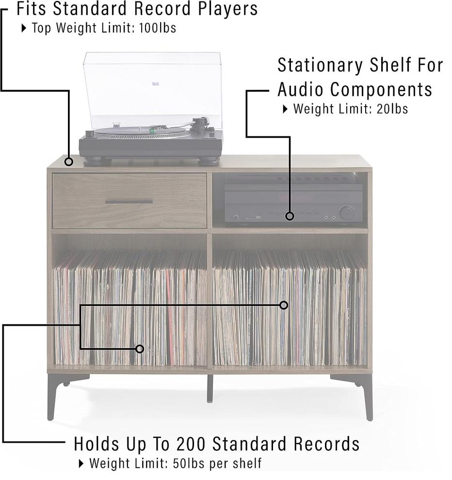 Sydney Record Storage Media Console Walnut   Industrial   Media Cabinets   by Pot Racks Plus  Houzz