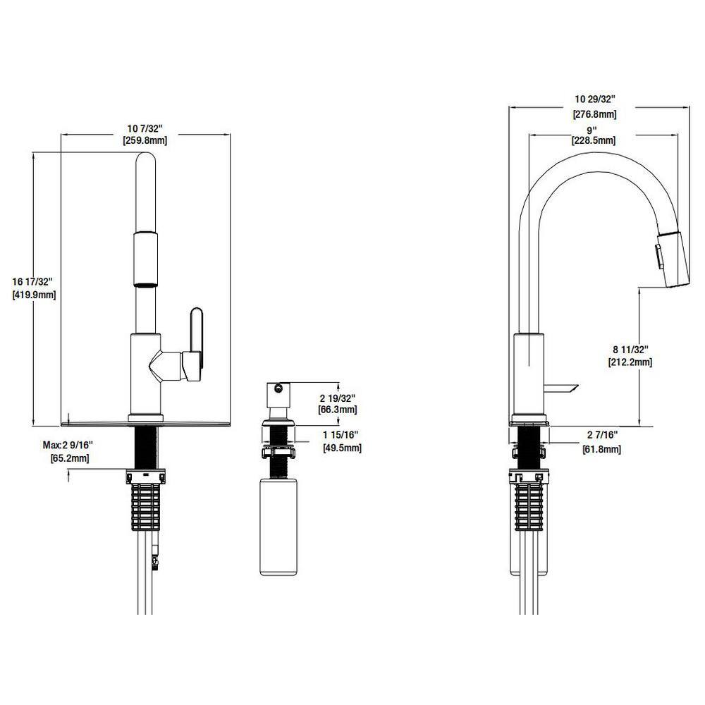 Glacier Bay Paulina Single-Handle Pull-Down Sprayer Kitchen Faucet with TurboSpray FastMount Soap Dispenser in Stainless Steel HD67780-1008D2