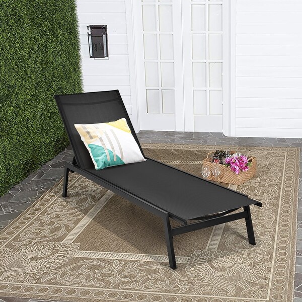 Costway Patio Lounge Chair Chaise Recliner Back Adjustable Garden