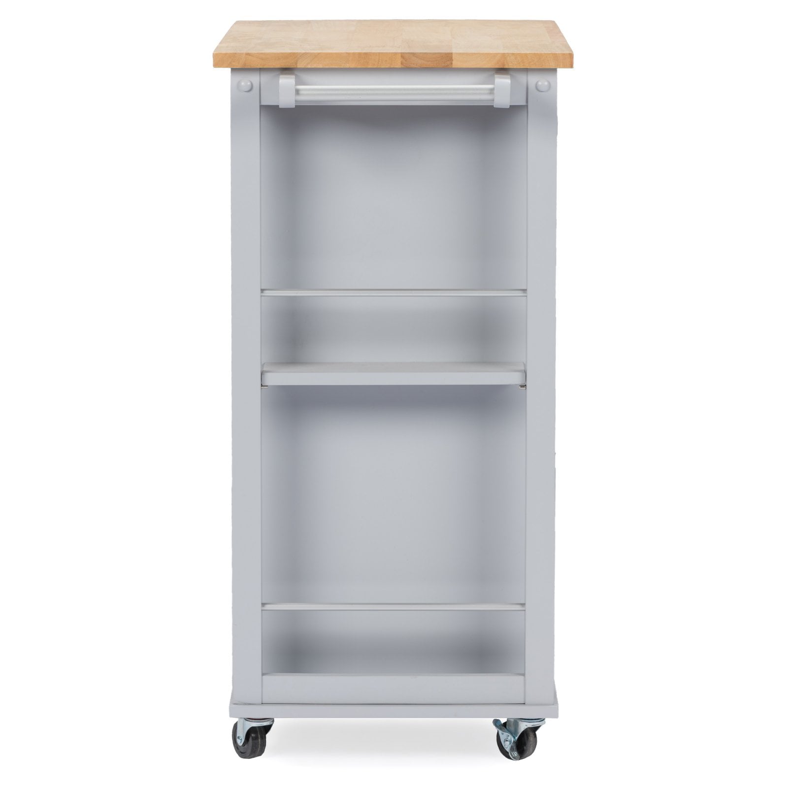 Baxton Studio RT311-OCC Yonkers Contemporary Light Grey Kitchen Cart with Wood Top - 34.38 x 25.5 x 16.88 in.