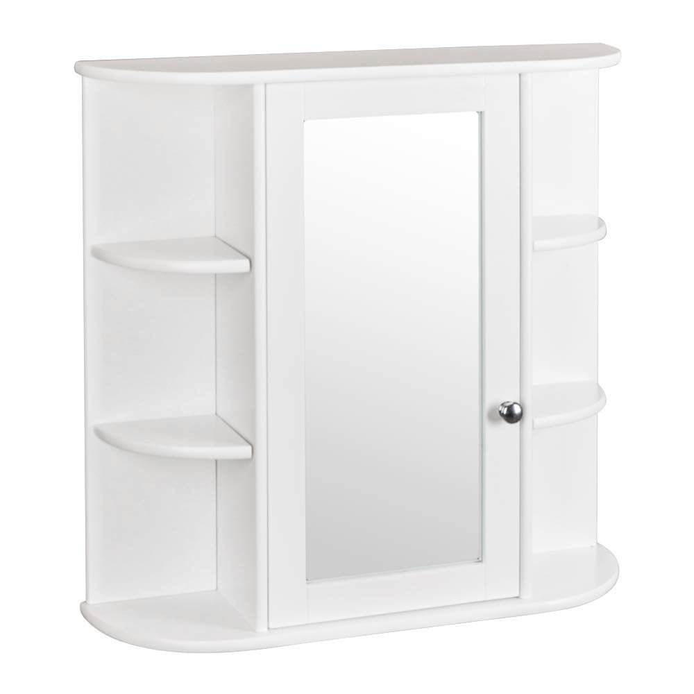 UBesGoo Wall Mounted Bathroom Storage Cabinet, Medicine Cabinet with Mirror Door and Adjustable Shelf, White