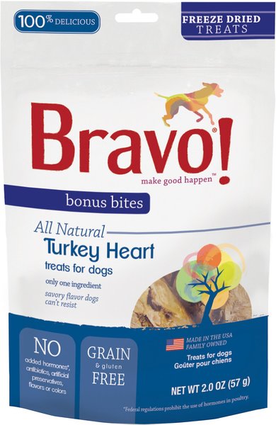 Bravo! Bonus Bites Turkey Heart Freeze-Dried Dog Treats