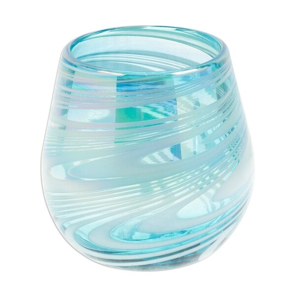 Novica Handmade Waves Of Sophistication Handblown Recycled Glass Stemless Wine Glasses (Pair)