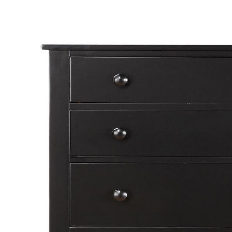 Pine Wood With Varied Size 5 Drawer Chest， Black