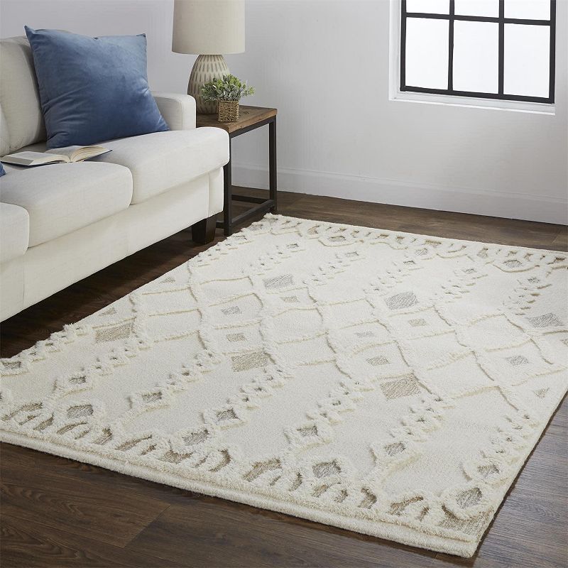 Weave and Wander Elika Moroccan Ornamental Diamonds Wool Rug