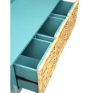 Tileon 43 in. W x 16 in. D x 19 in. H in Teal MDF Ready to Assemble Floor Base Kitchen Cabinet with Drawers AYBSZHD640