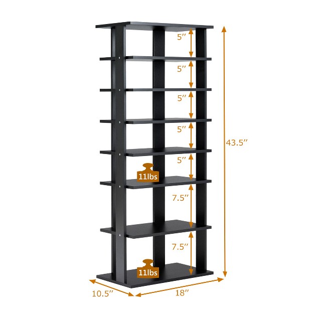 Patented 7 tier Dual Shoe Rack Practical Free Standing Shelves Storage Shelves Concise