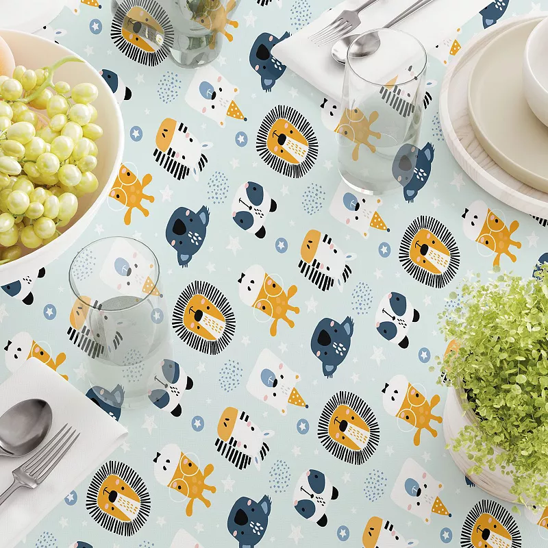 Square Tablecloth， 100% Polyester， 60x60， Animal Faces