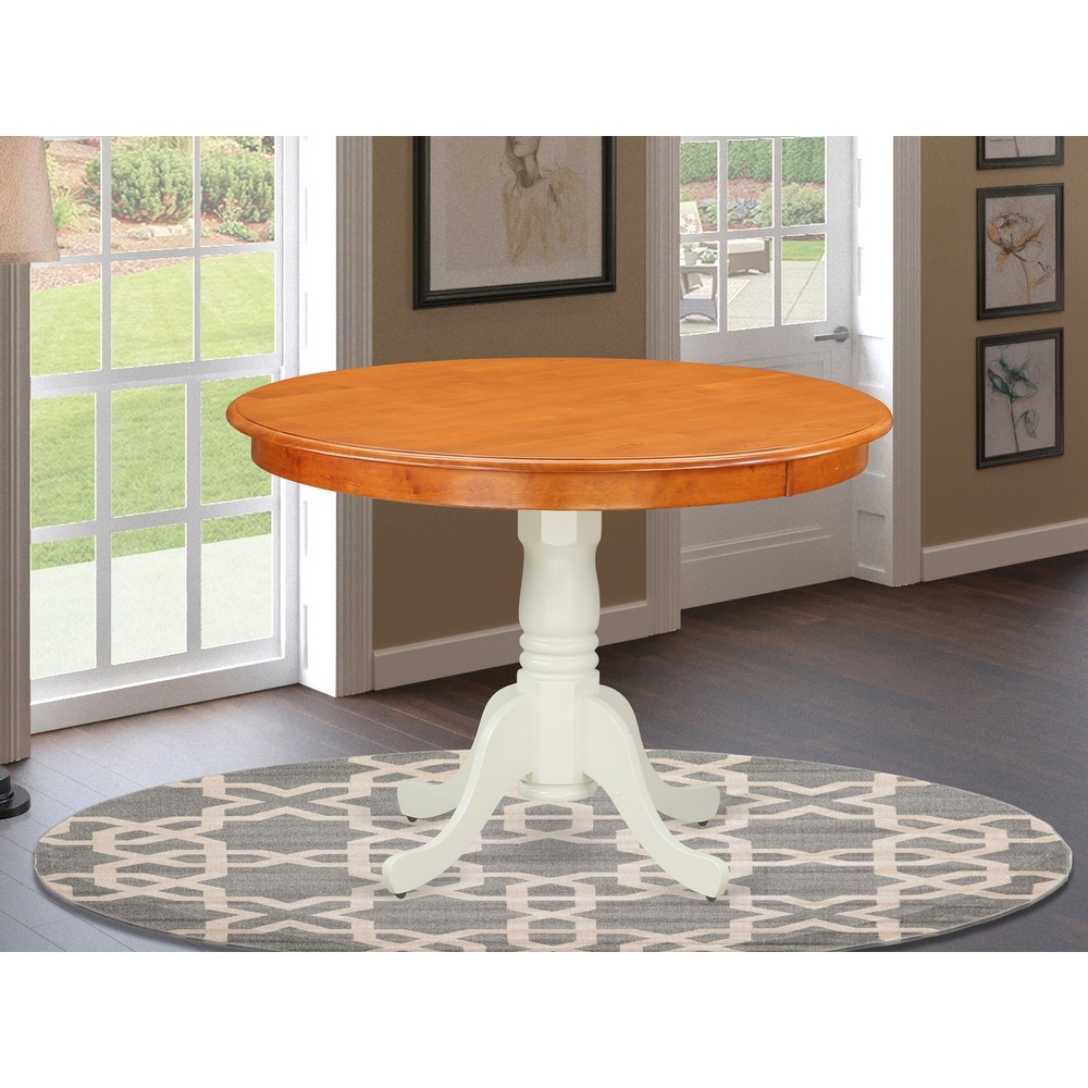 East West Furniture Hartland Dining Table   a Round Table Top with Pedestal Base(Finish Options)