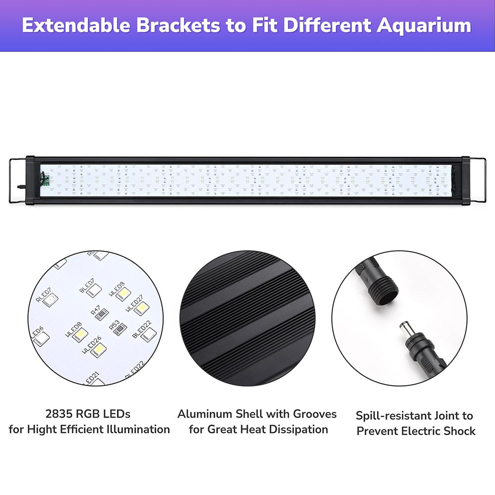 AquaBasik LED Aquarium Light with Timer RC RGBW 44-55