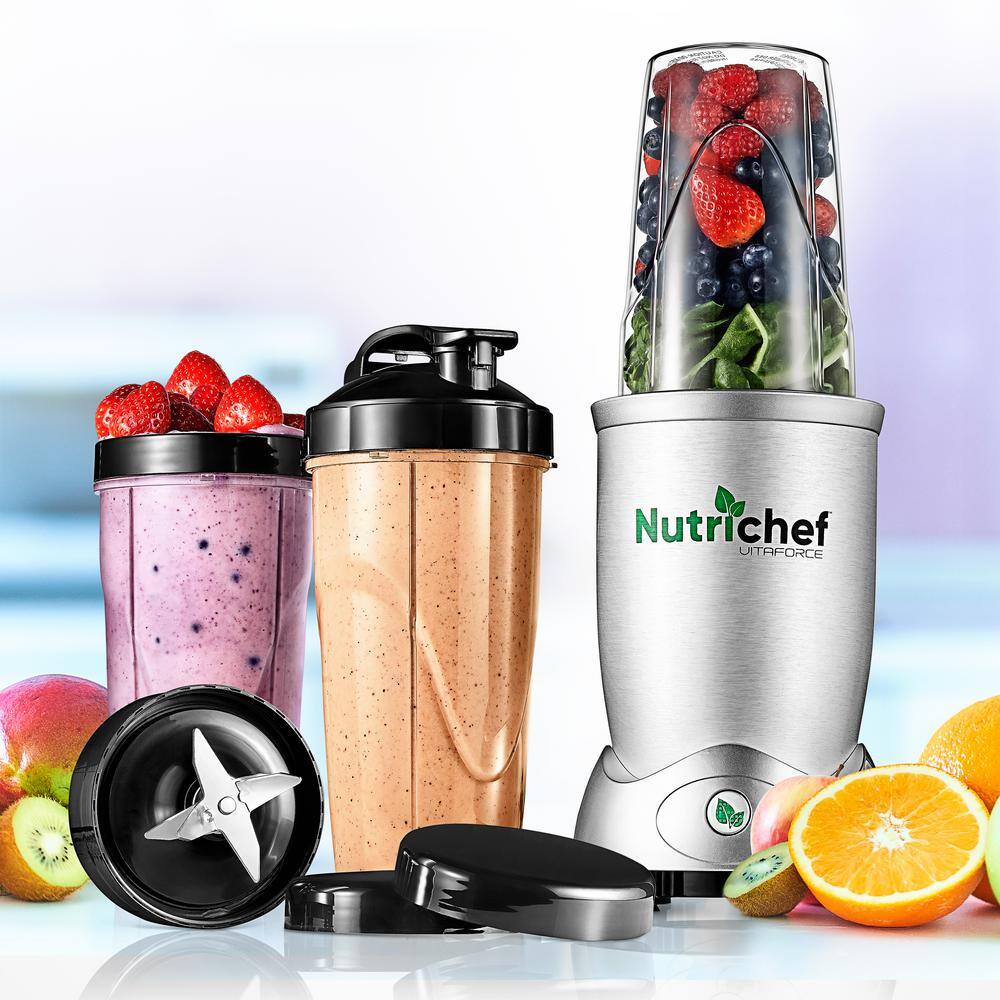 NutriChef 24 oz. Single Speed Silver Blender NCBL12