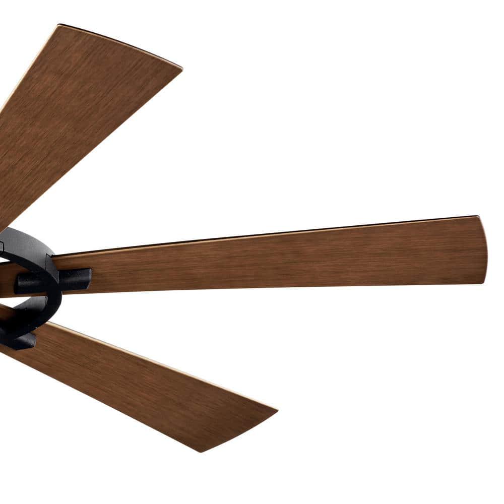 KICHLER Iras 52 in Integrated LED IndoorOutdoor Distressed Black Downrod Mount Ceiling Fan with Light and Switch