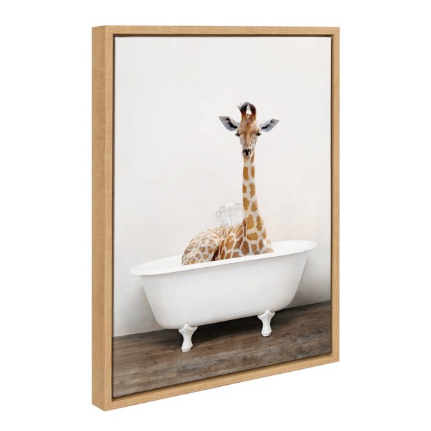 X 24 quot Sylvie Giraffe 2 In The Tub Color Framed Canvas By Amy Peterson Natural Kate amp Laurel All Things Decor