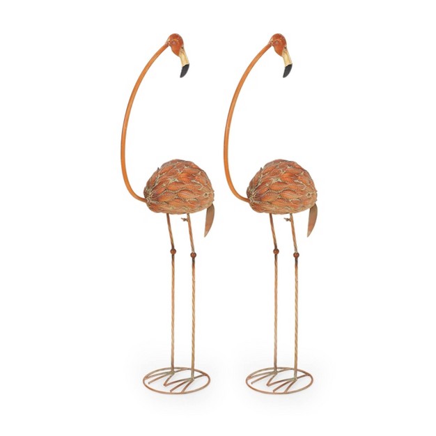 Set Of 2 Collyer Flamingo Garden Decor Christopher Knight Home